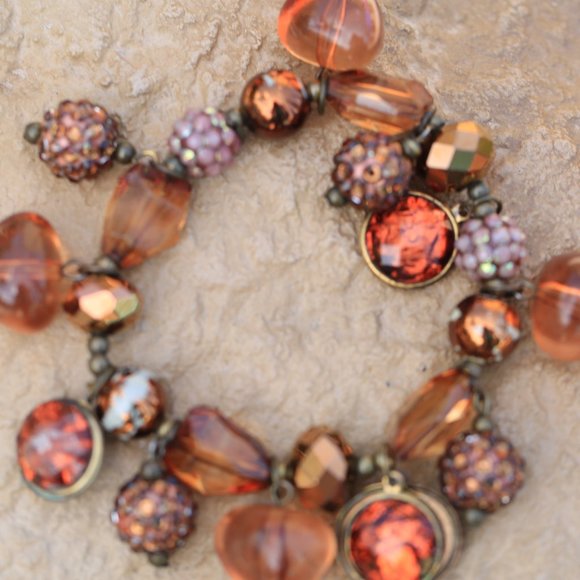 Stretchable Brown Beaded Bracelet - Picture 2 of 7